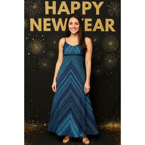 Cache Sz SMALL  Crochet Long  Blue Ombre Strappy New Year's Eve Party '00s - Picture 1 of 11